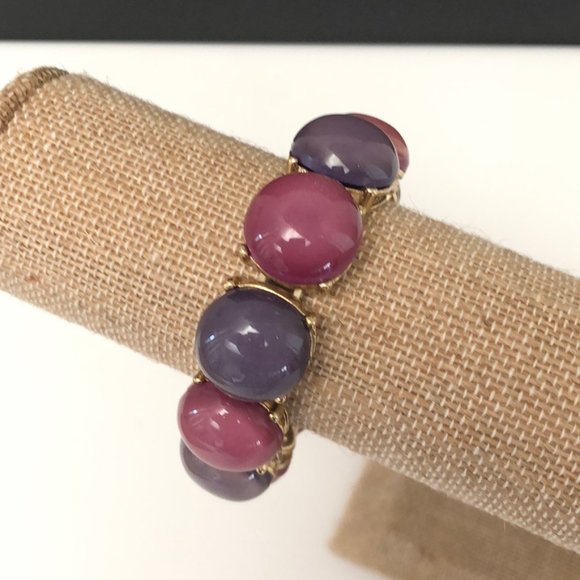 DONATED Stretch bracelet  gold pink/purple stones - Picture 3 of 5
